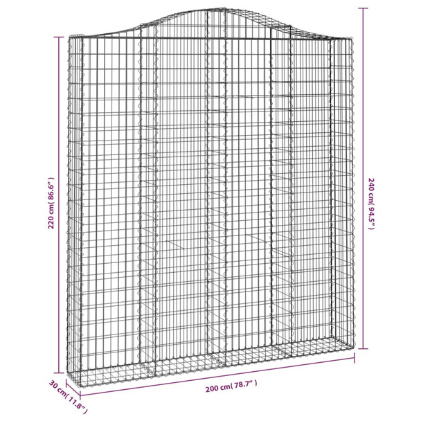 Lučne gabionske košare 3 kom 200x30x220/240cm pocinčano željezo 3145557