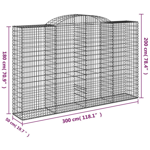 Lučne gabionske košare 6 kom 300x50x180/200cm pocinčano željezo 3146777