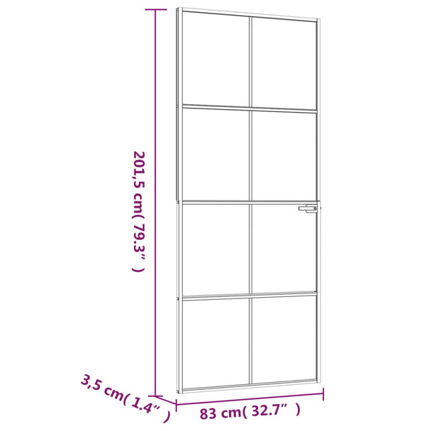 Sobna vrata crna 83 x 201,5 cm kaljeno staklo i aluminij tanka 153663