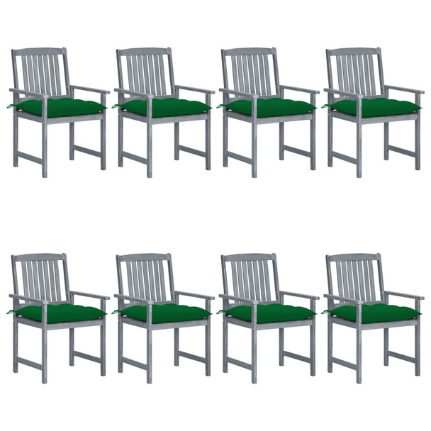 Vrtne stolice s jastucima 8 kom sive od masivnog drva bagrema 3078254