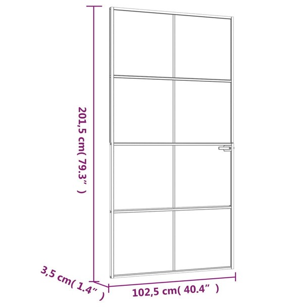 Sobna vrata bijela 102x201,5 cm kaljeno staklo i aluminij tanka 153673