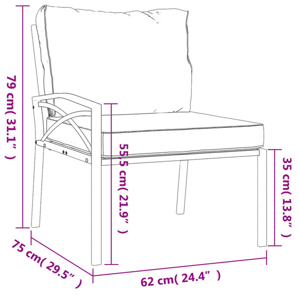 Vrtne stolice sa sivim jastucima 2 kom 62 x 75 x 79 cm čelične 362716