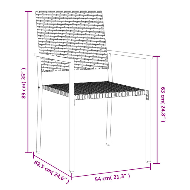 Vrtne stolice 6 kom crne 54 x 62,5 x 89 cm od poliratana 3187084