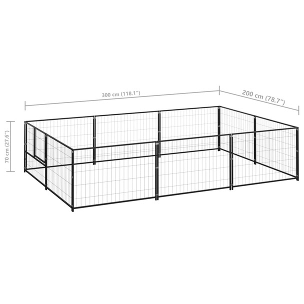 Kavez za pse crni 6 m² čelični 3082110