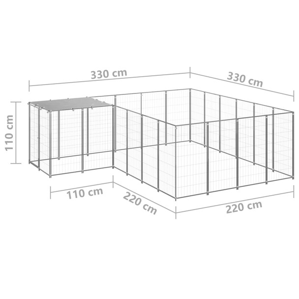 Kavez za pse srebrni 8,47 m² čelični 3082219