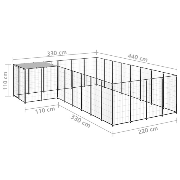 Kavez za pse crni 10,89 m² čelični 3082226