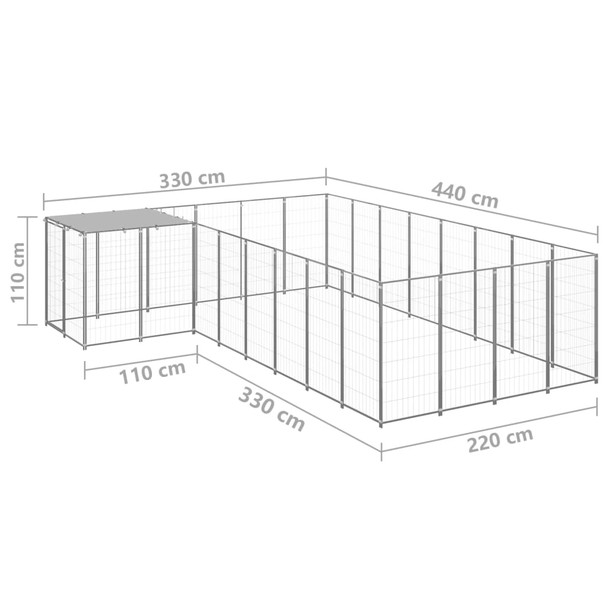 Kavez za pse srebrni 10,89 m² čelični 3082232