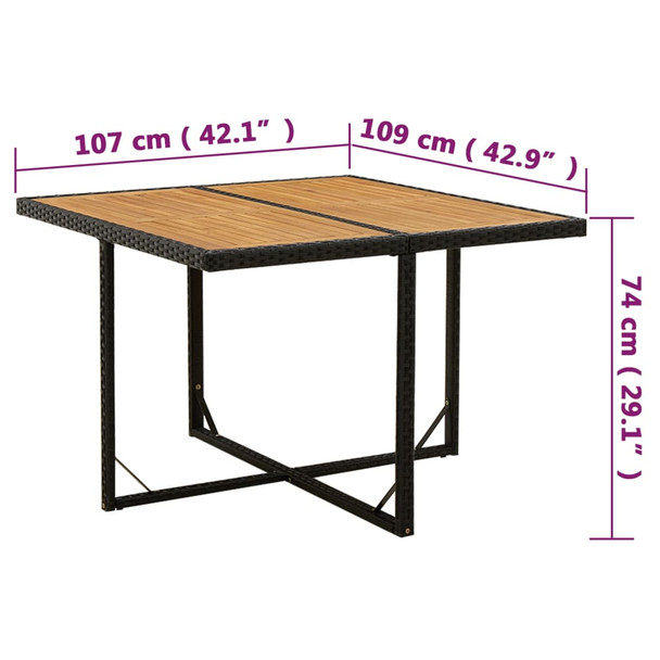 Vrtni stol crni 109 x 107 x 74 cm od poliratana i drva bagrema 316790