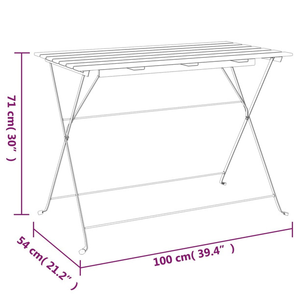 Sklopivi bistro stol 100 x 54 x 71 cm od drva bagrema i čelika 319971