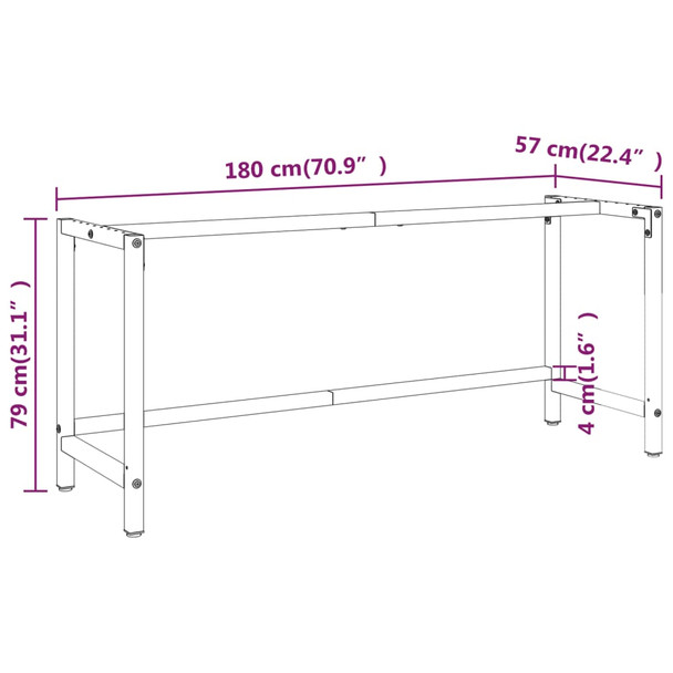 Okvir za radni stol mat crni i mat crveni 180x57x79 cm metalni 151457