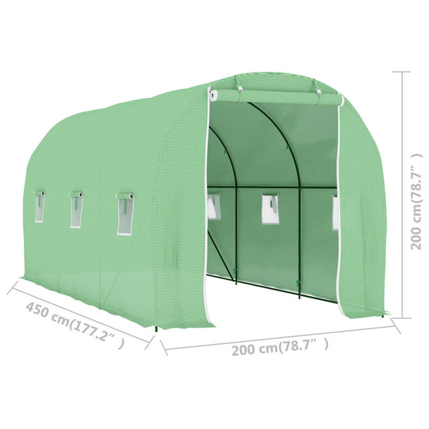 Staklenik 9 m² 4,5 x 2 x 2 m 48165