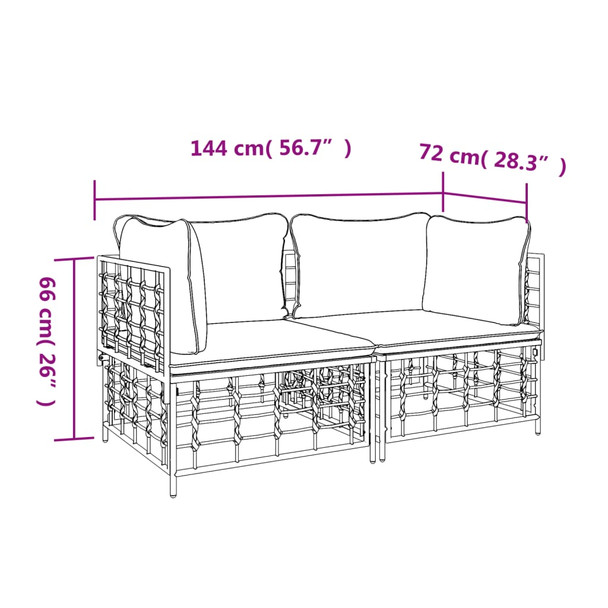 Modularne kutne sofe s jastucima 2 kom od poliratana 3186691