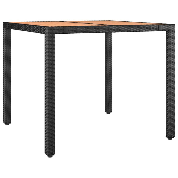 Vrtni stol s drvenom pločom crni od poliratana i drva bagrema 319548
