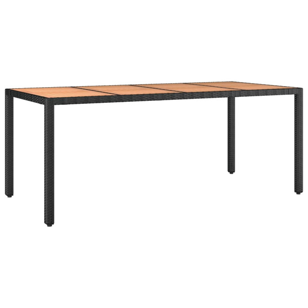 Vrtni stol s drvenom pločom crni od poliratana i drva bagrema 319554