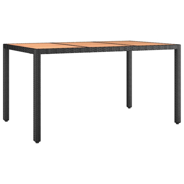 Vrtni stol s drvenom pločom crni od poliratana i drva bagrema 319551