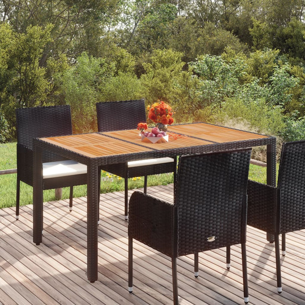 Vrtni stol s drvenom pločom crni 150 x 90 x 75 cm od poliratana 319901