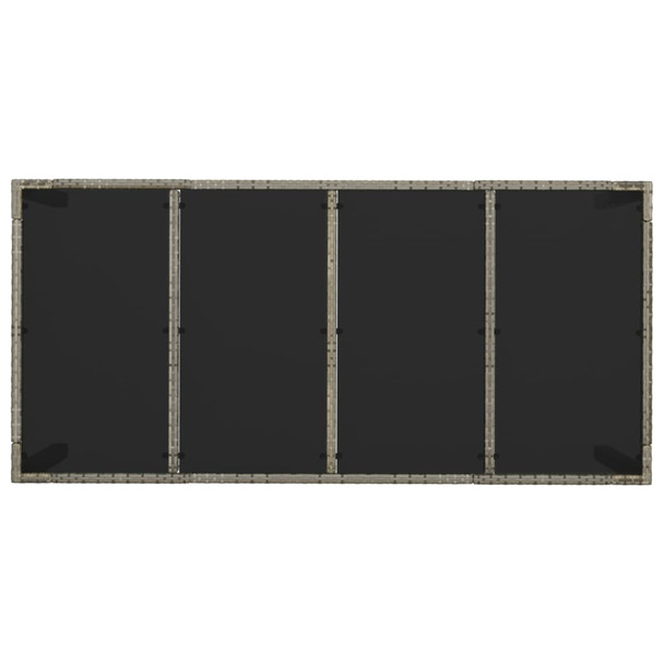 Vrtni stol sa staklenom pločom sivi 190x90x75 cm od poliratana 319904