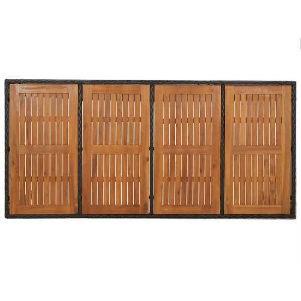 Vrtni stol s drvenom pločom crni 190 x 90 x 75 cm od poliratana 319905