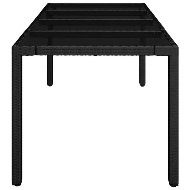 Vrtni stol sa staklenom pločom crni 190x90x75 cm od poliratana 319903