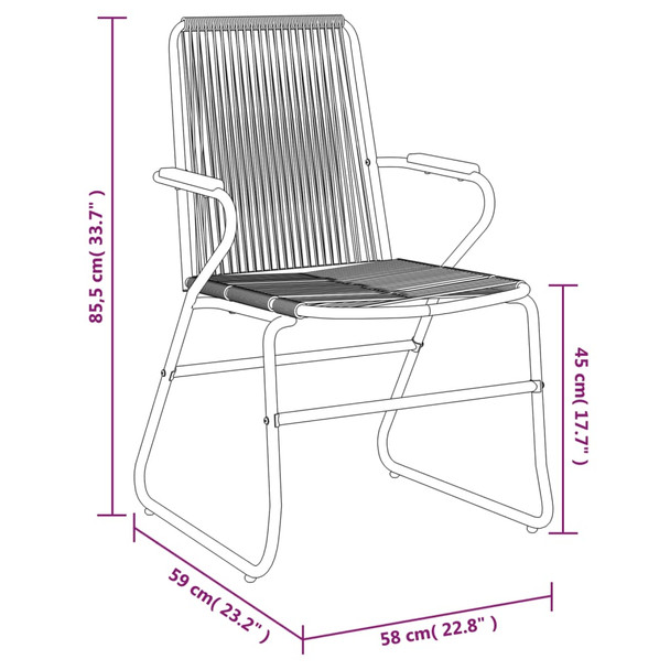 3-dijelni vrtni blagovaonski set od PVC ratana crni 3060273