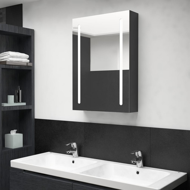 LED kupaonski ormarić s ogledalom sjajni crni 50 x 13 x 70 cm 326496