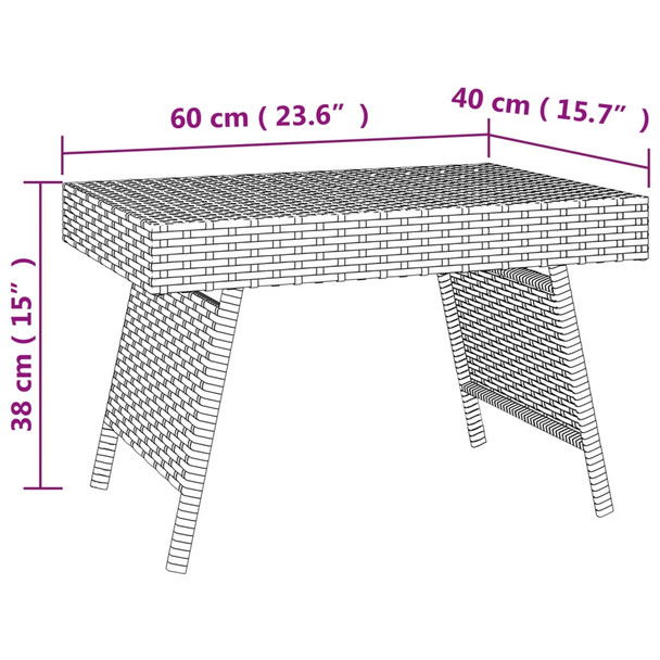 Sklopivi bočni stolić crni 60 x 40 x 38 cm od poliratana 319408