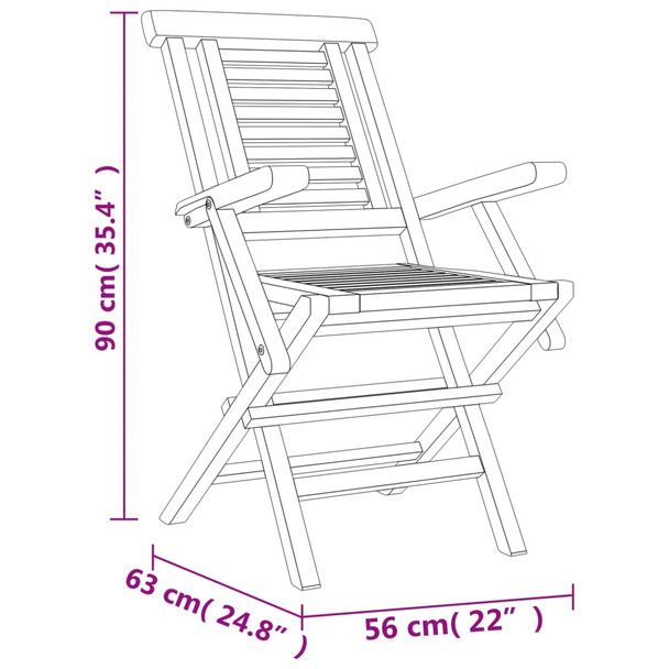 Sklopive vrtne stolice 6 kom 56x63x90 cm od masivne tikovine 3155050