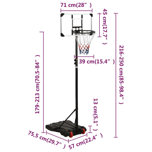 Košarkaški stalak prozirni 216 - 250 cm polikarbonantni 93657