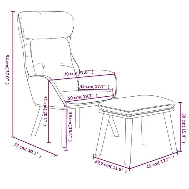 Stolica za opuštanje s tabureom od tkanine smeđesiva 3097759