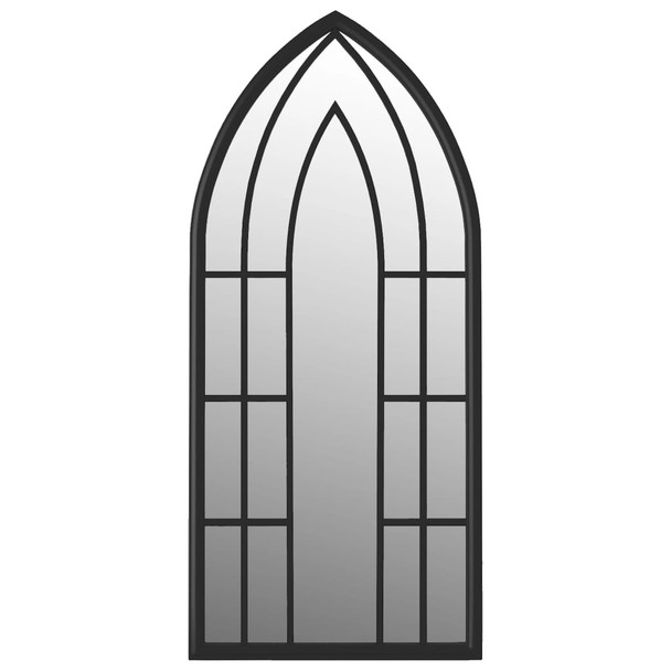 Vrtno ogledalo crno 70 x 30 cm željezno za vanjsku upotrebu 318356