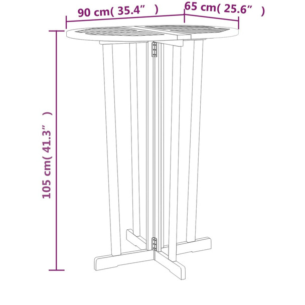 Sklopivi barski stol 90 x 65 x 105 cm od masivne tikovine 319149