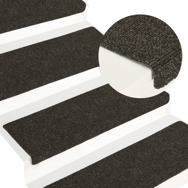 Otirači za stepenice 15 kom prošiveni 65x21x4 cm sivi 326189