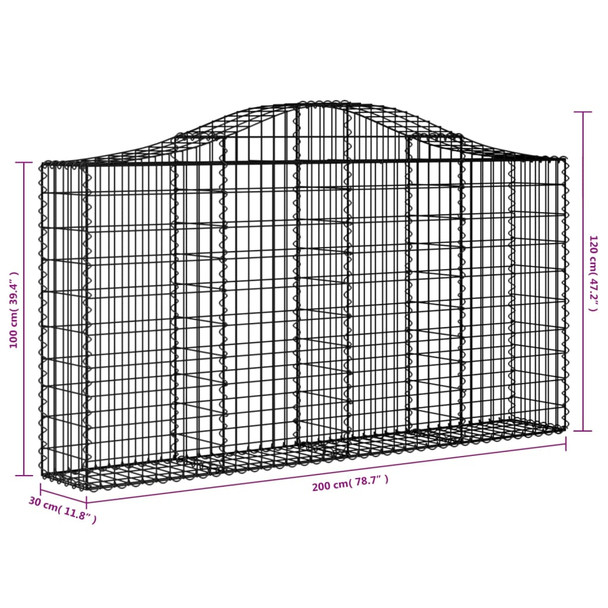 Lučne gabionske košare 7 kom 200x30x100/120cm pocinčano željezo 3145435