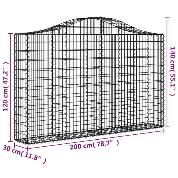 Lučne gabionske košare 20kom 200x30x120/140cm pocinčano željezo 3145466