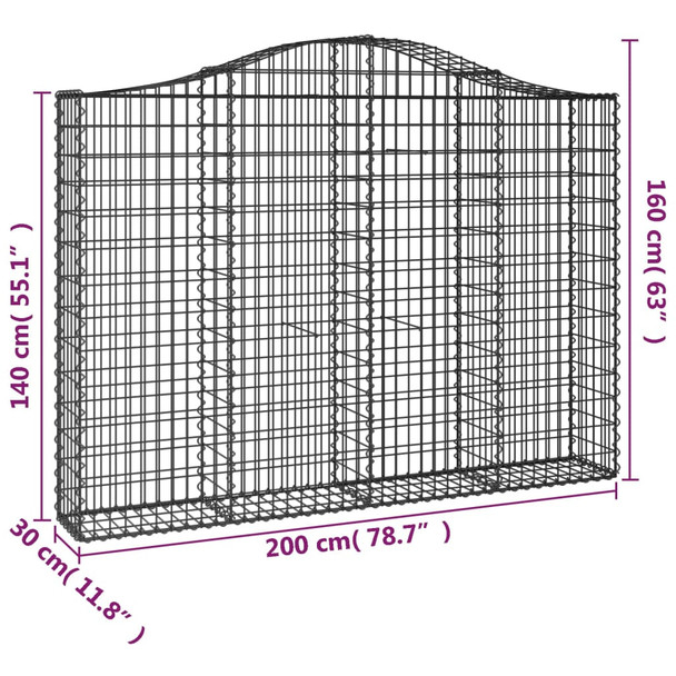 Lučne gabionske košare 20kom 200x30x140/160cm pocinčano željezo 3145487