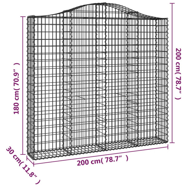 Lučne gabionske košare 5 kom 200x30x180/200cm pocinčano željezo 3145517