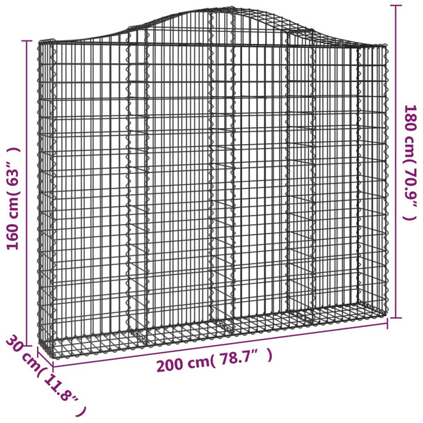 Lučne gabionske košare 3 kom 200x30x160/180cm pocinčano željezo 3145494