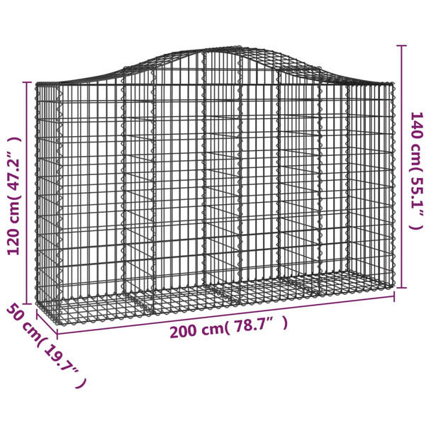 Lučne gabionske košare 13kom 200x50x120/140cm pocinčano željezo 3145672