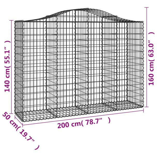 Lučne gabionske košare 10kom 200x50x140/160cm pocinčano željezo 3145690