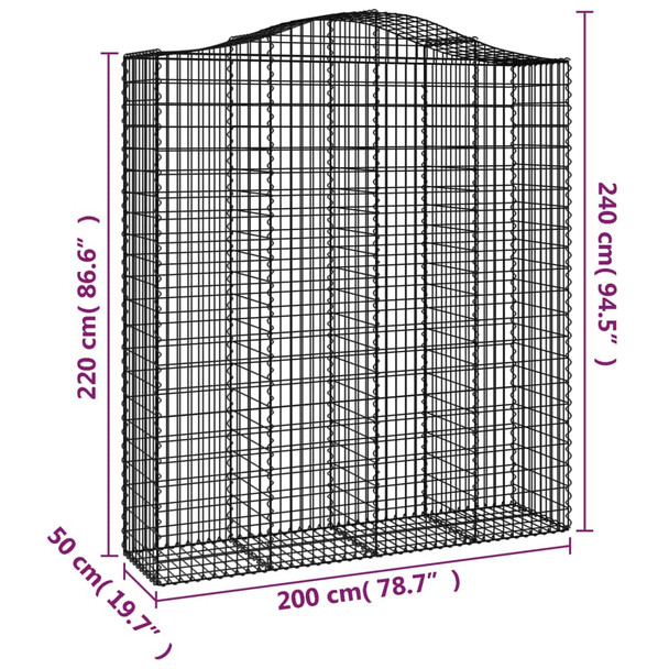 Lučne gabionske košare 2 kom 200x50x220/240cm pocinčano željezo 3145766