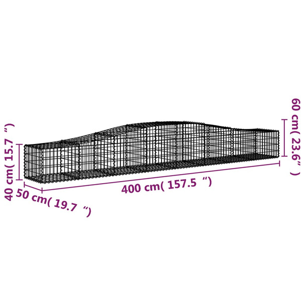 Lučne gabionske košare 4 kom 400x50x40/60 cm pocinčano željezo 3145919