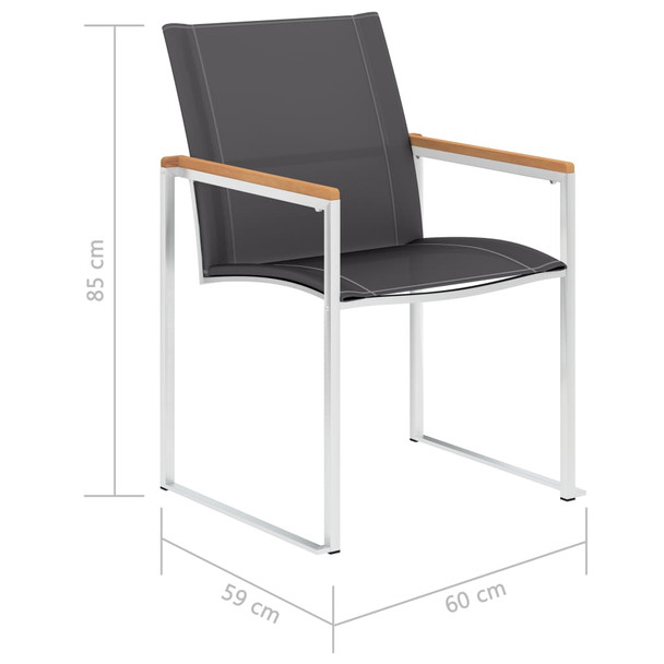 Vrtne stolice 4 kom od tekstilena i nehrđajućeg čelika sive 46516