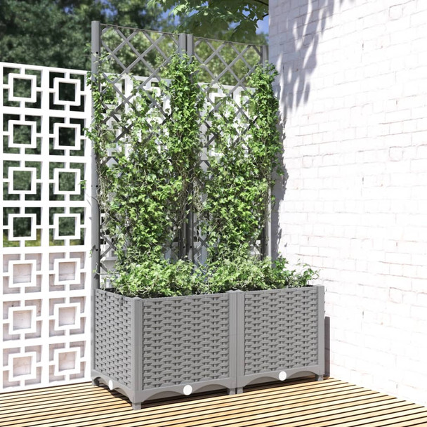 Vrtna sadilica s rešetkom svjetlosiva 80 x 40 x 136 cm PP 153272
