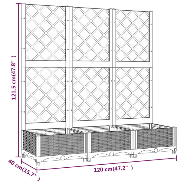 Vrtna sadilica s rešetkom smeđa 120 x 40 x 121,5 cm PP 318262