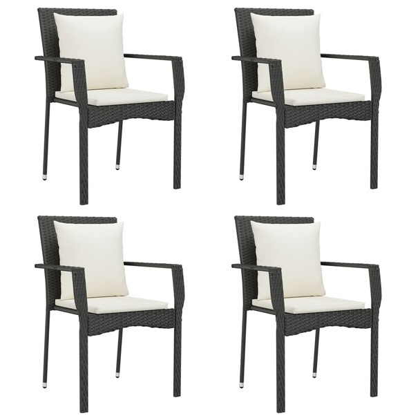 Vrtne stolice s jastucima 4 kom od poliratana crne 319879