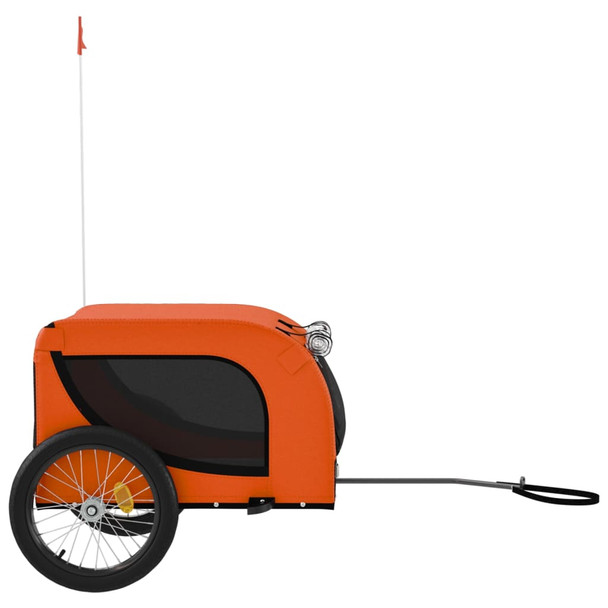 Prikolica za bicikl za pse narančasto-crna od tkanine i željeza 94005