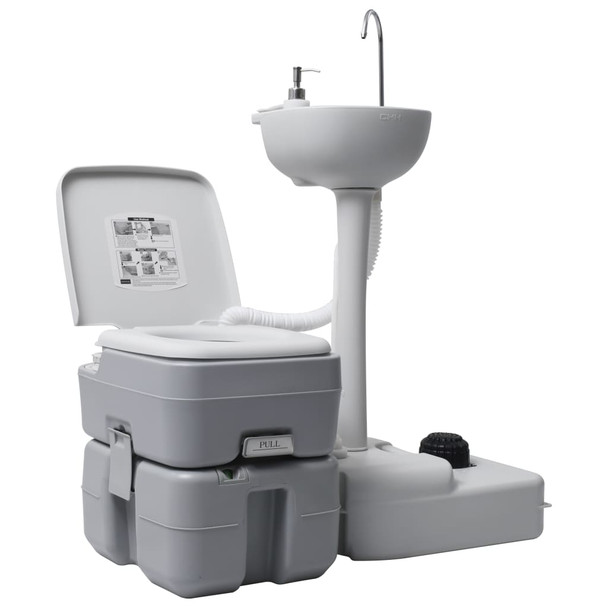 Set prijenosnog toaleta za kampiranje i stalka za pranje ruku 3154905