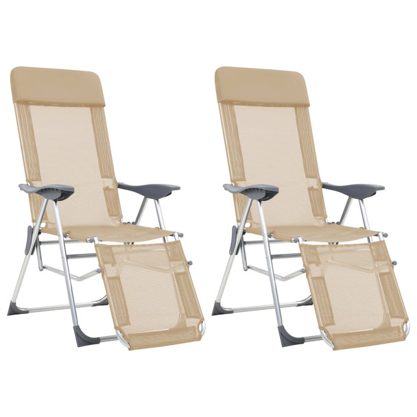Sklopive stolice za kampiranje s osloncima za noge 2 kom krem 360147