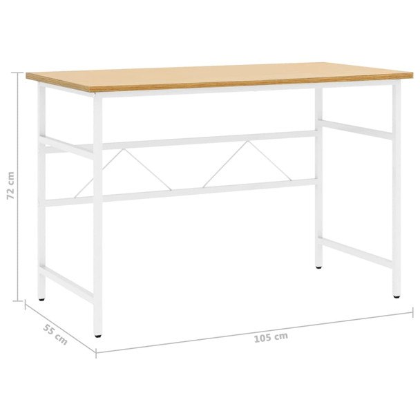 Stol za računalo bijeli i hrast 105 x 55 x 72 cm MDF i metal 20540