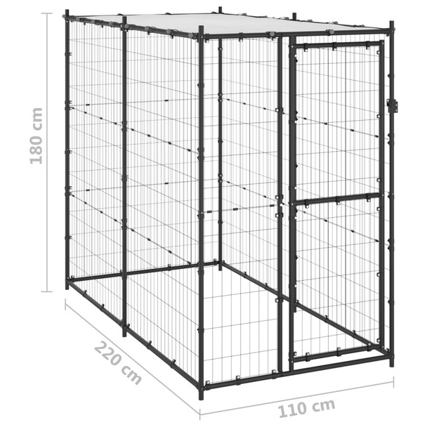 Vanjski kavez za pse s krovom čelični 110 x 220 x 180 cm 150795